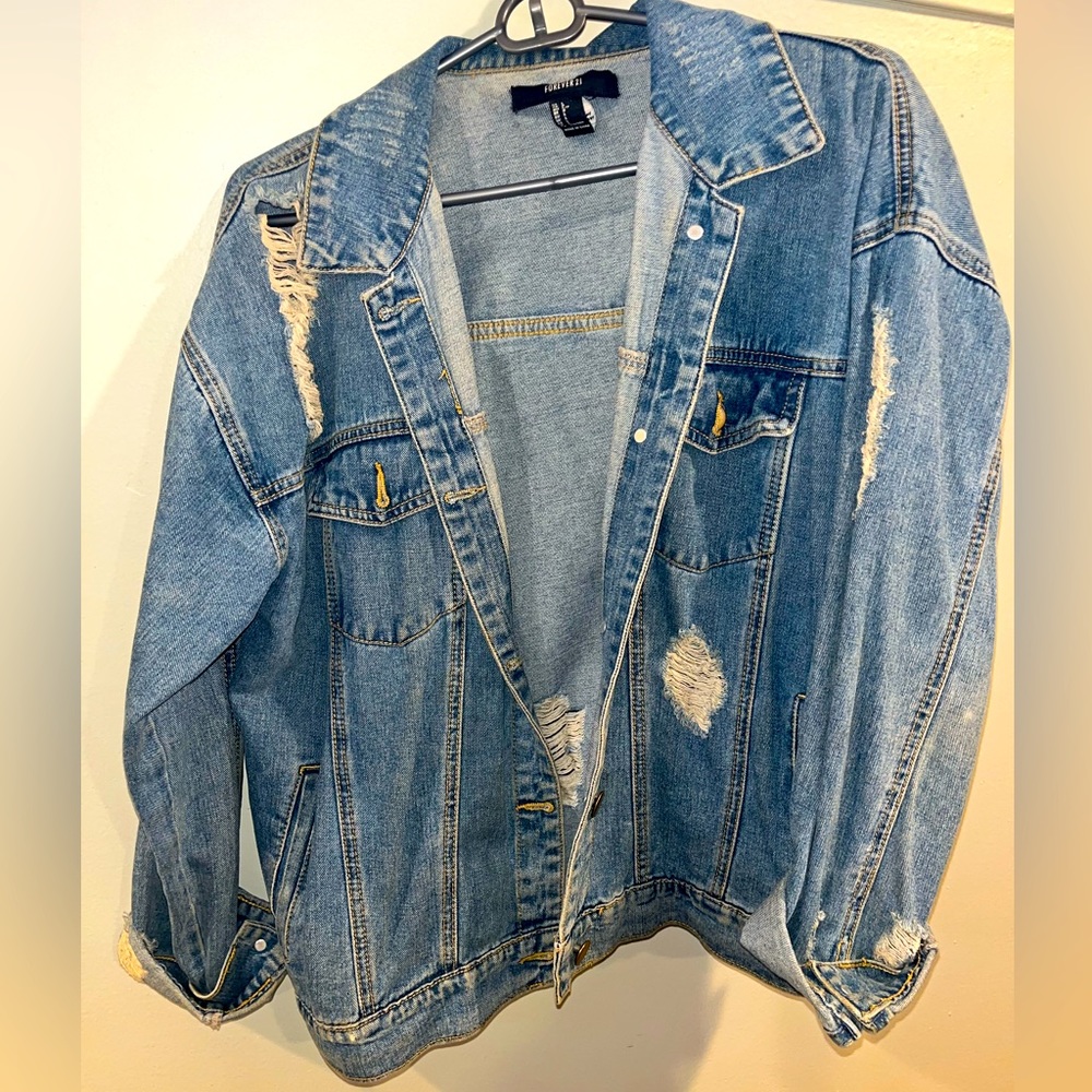 Forever21 Distressed Jean Jacket